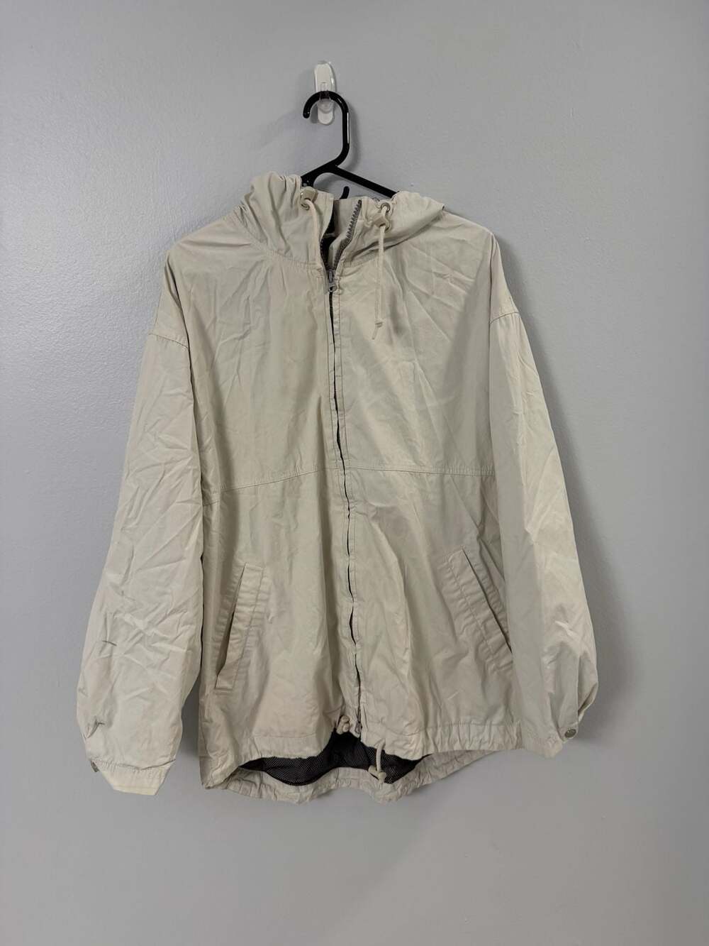 Vintage Gap Beige Full Zip Hooded Jacket Windbreaker Mens Medium
